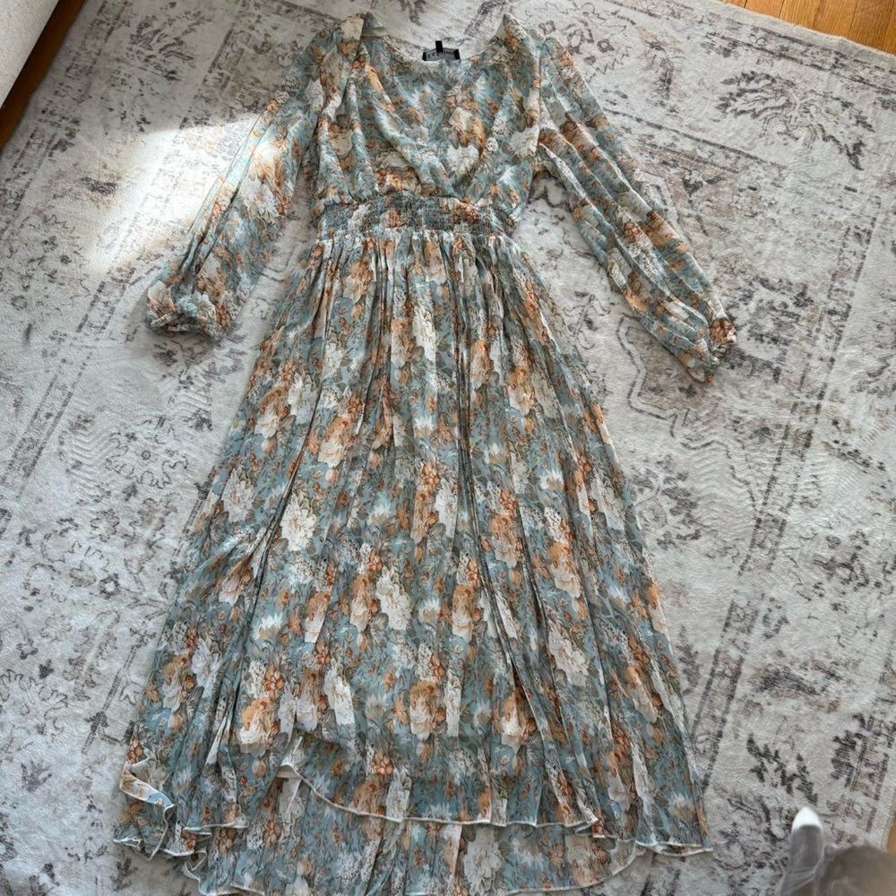 En saison floral mesh formal maxi dress